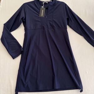NWT SheShow XXL Navy Blue Rashguard Long Sleeve‎ Stretchy 1/2 Zip Wetsuit Dress